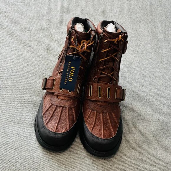 NWT Deadstock Polo Ralph Lauren Andres III Brown Leather Boots size 13D - Picture 2 of 6